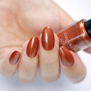 Bronze Goddess – Vegan quick-dry bronze nail polish with a shimmer finish, 10-free and cruelty-free.