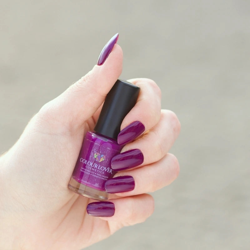 Mighty Magenta – Vegan 10-free magenta purple nail polish with a shimmer finish, plant-based, and cruelty-free