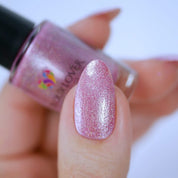 Rose Quartz – Vegan 10-free light pink holographic nail polish with a shimmer finish, plant-based, and cruelty-free