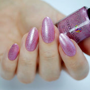 Rose Quartz – Vegan 10-free light pink holographic nail polish with a shimmer finish, plant-based, and cruelty-free