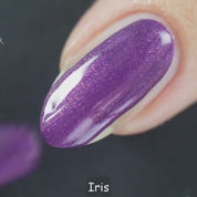 Iris – Vegan 10-free purple shimmer nail polish with a shimmer finish, plant-based, and cruelty-free.