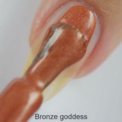 Bronze Goddess – Vegan quick-dry bronze nail polish with a shimmer finish, 10-free and cruelty-free.