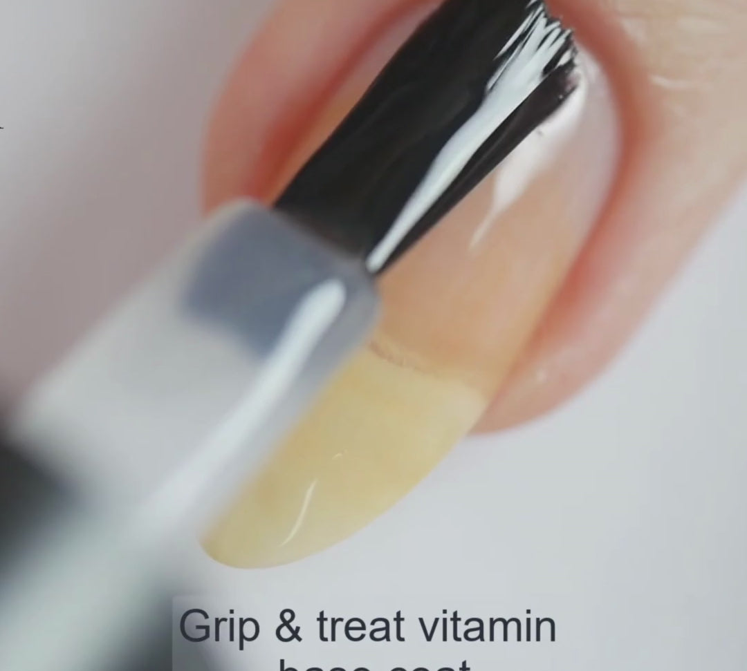 Grip & Treat – Vegan 10-free strengthening vitamin base coat with plant-based ingredients, cruelty-free and ideal for natural nail care