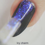 Icy Charm – Vegan 10-free multichromatic blue shimmer nail polish, plant-based, and cruelty-free.