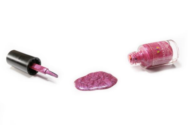 Rubelite – Vegan 10-free mauve shimmer nail polish with holographic sparkle, plant-based, and cruelty-free