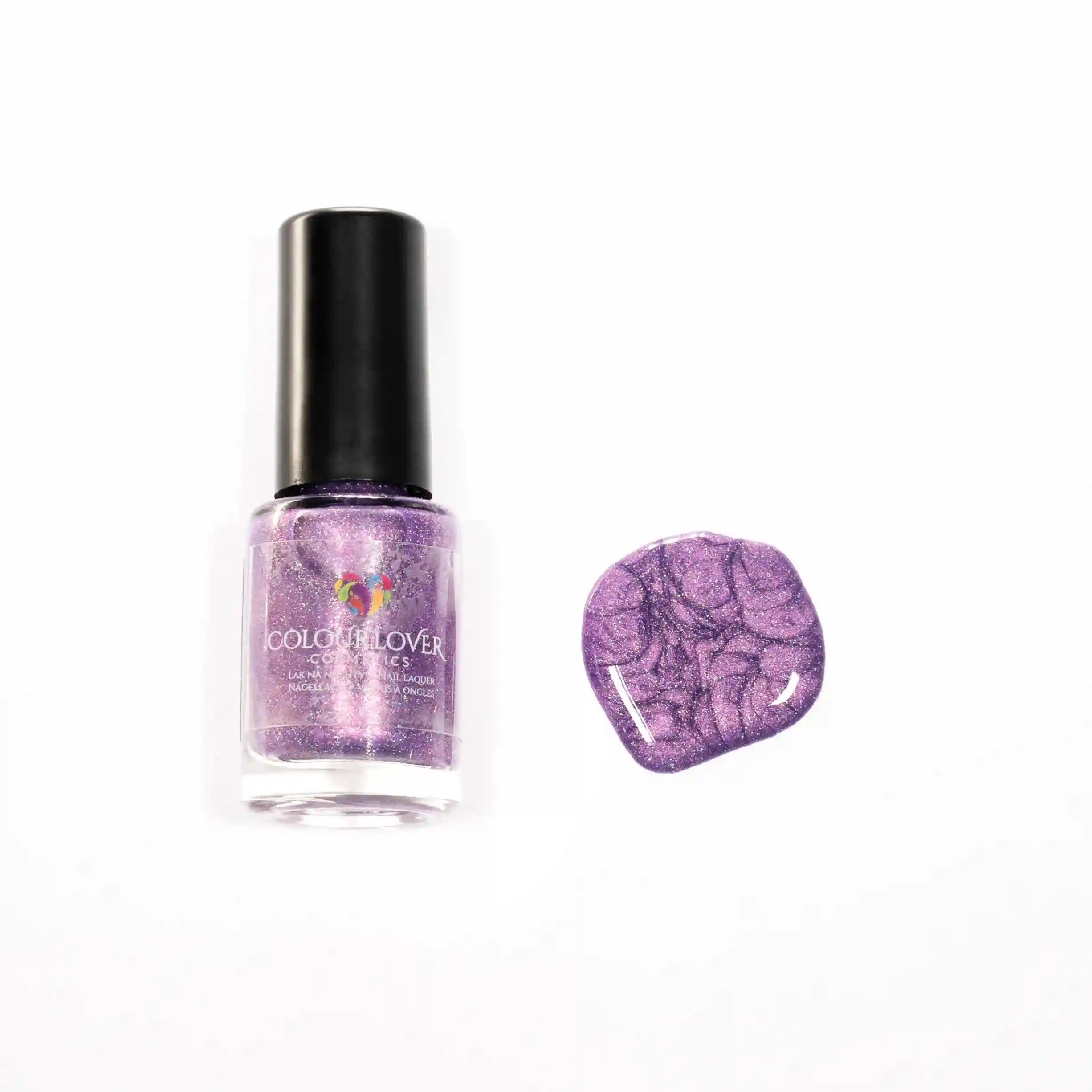 Amethyst – Vegan 10-free purple holographic nail polish with a shimmer finish, plant-based, and cruelty-free.