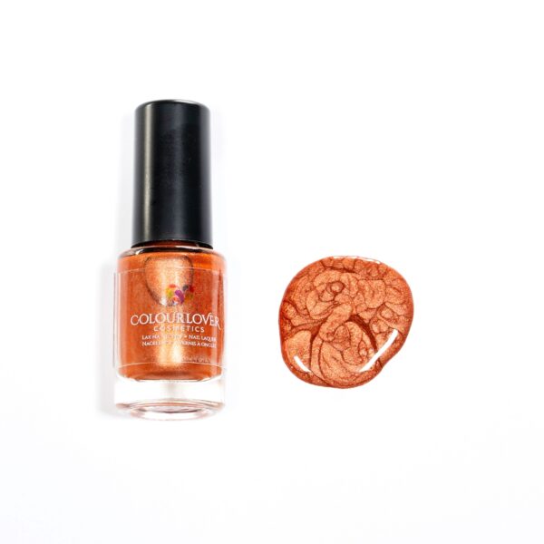 Bronze Goddess – Vegan quick-dry bronze nail polish with a shimmer finish, 10-free and cruelty-free.
