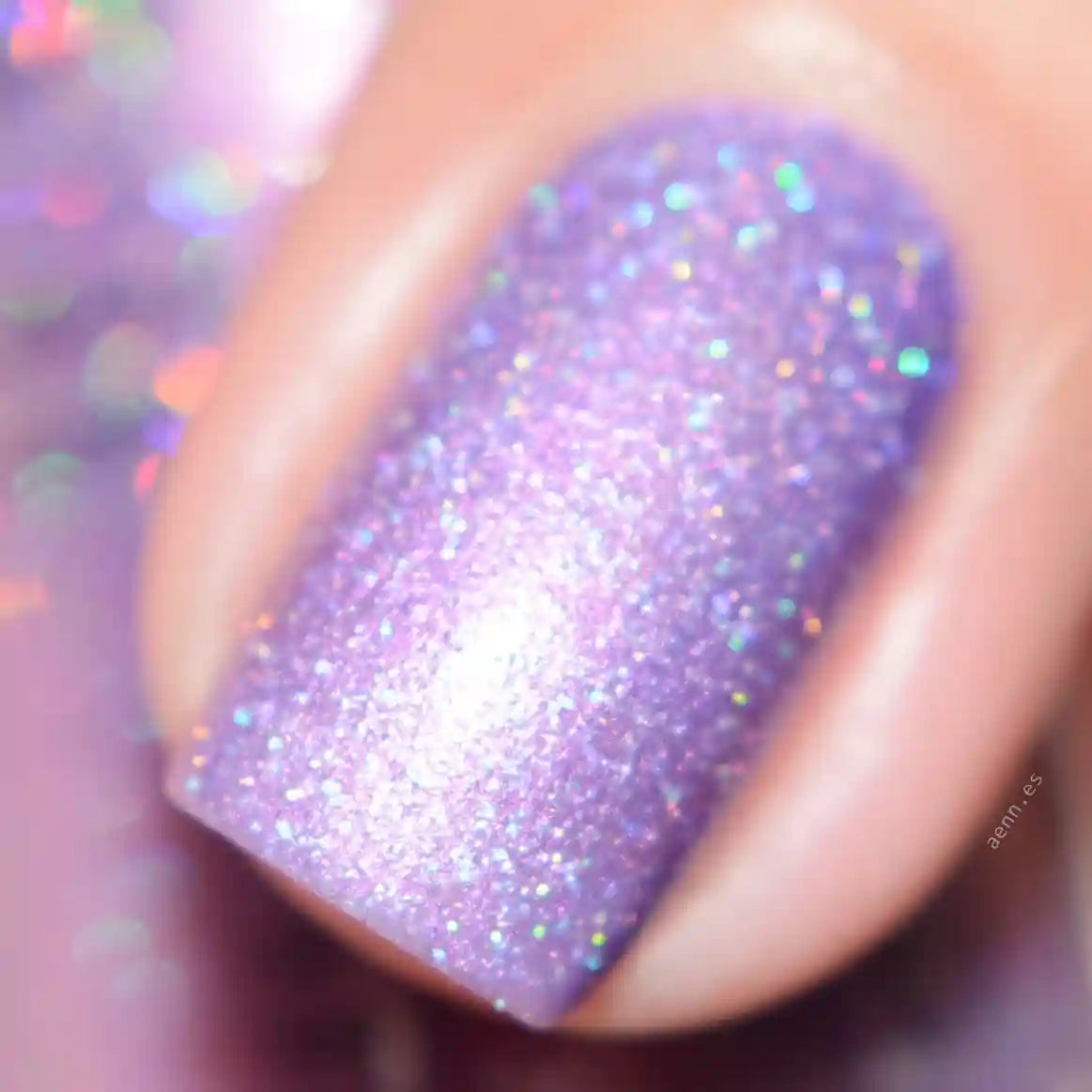 Amethyst – Vegan 10-free purple holographic nail polish with a shimmer finish, plant-based, and cruelty-free.