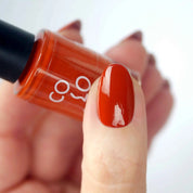 Foxy – Vegan 10-free burnt orange nail polish with a cream finish, plant-based, and cruelty-free