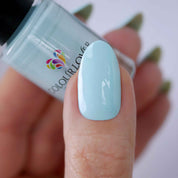 On Cloud 9 – Vegan 10-free bright pastel blue nail polish with a glossy finish, plant-based, and cruelty-free