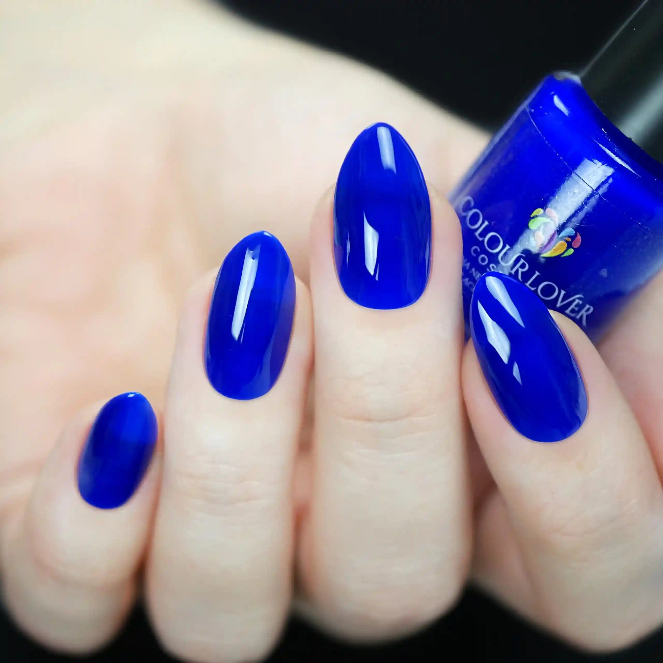 Royal Blue – Vegan 10-free bold blue nail polish with a glossy finish, plant-based, and cruelty-free
