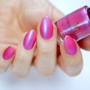 Sensual – Vegan 10-free hot pink nail polish with blue duochrome shimmer, plant-based, and cruelty-free