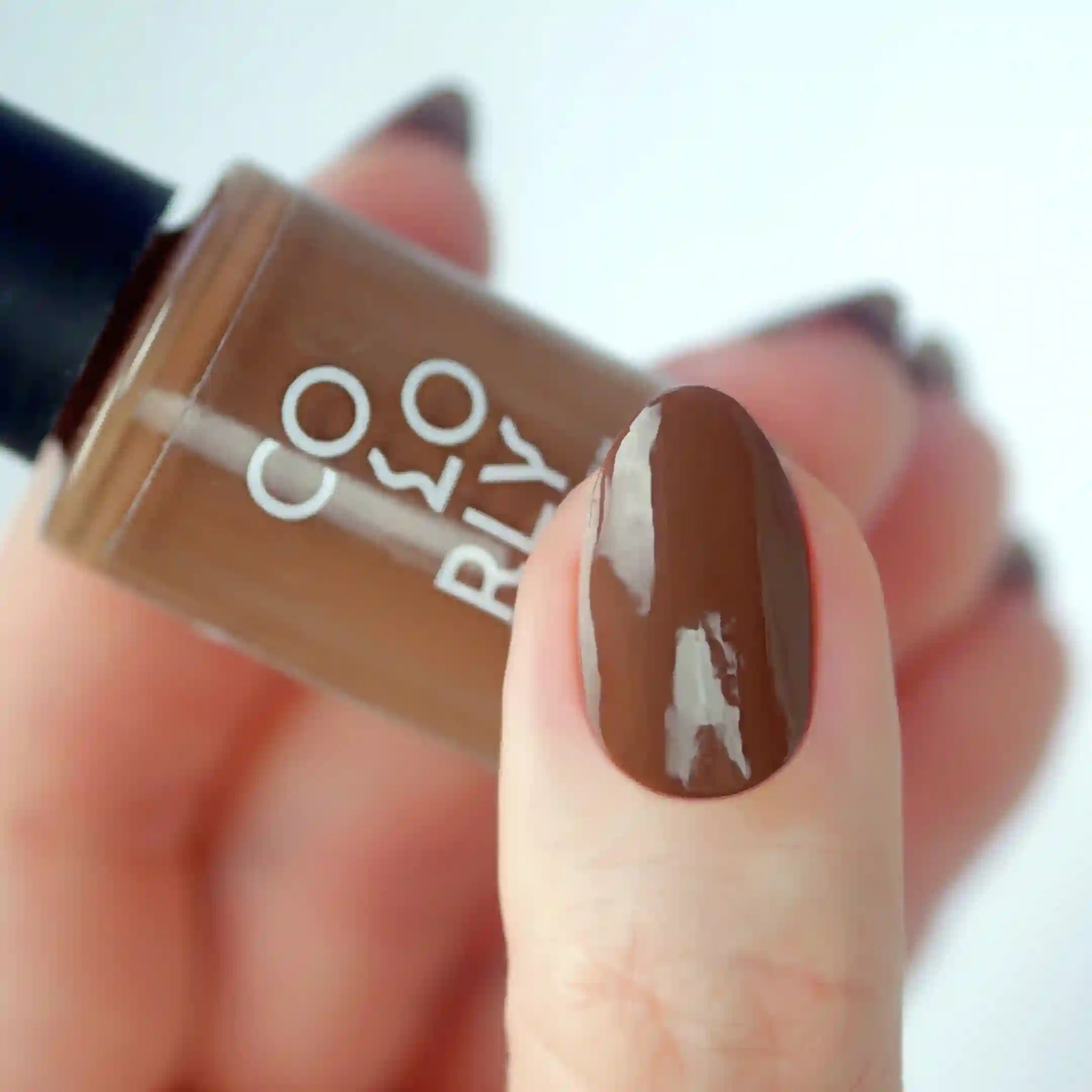 Fungi Foray – Vegan 10-free brown nail polish with a glossy finish, plant-based, and cruelty-free