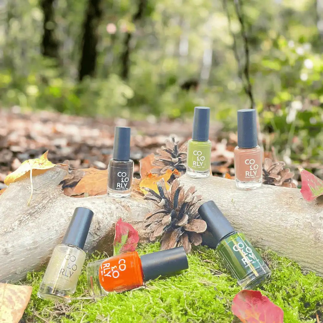 Forest Adventure – Vegan 10-free earth-toned nail polish collection with a cream finish, plant-based, and cruelty-free