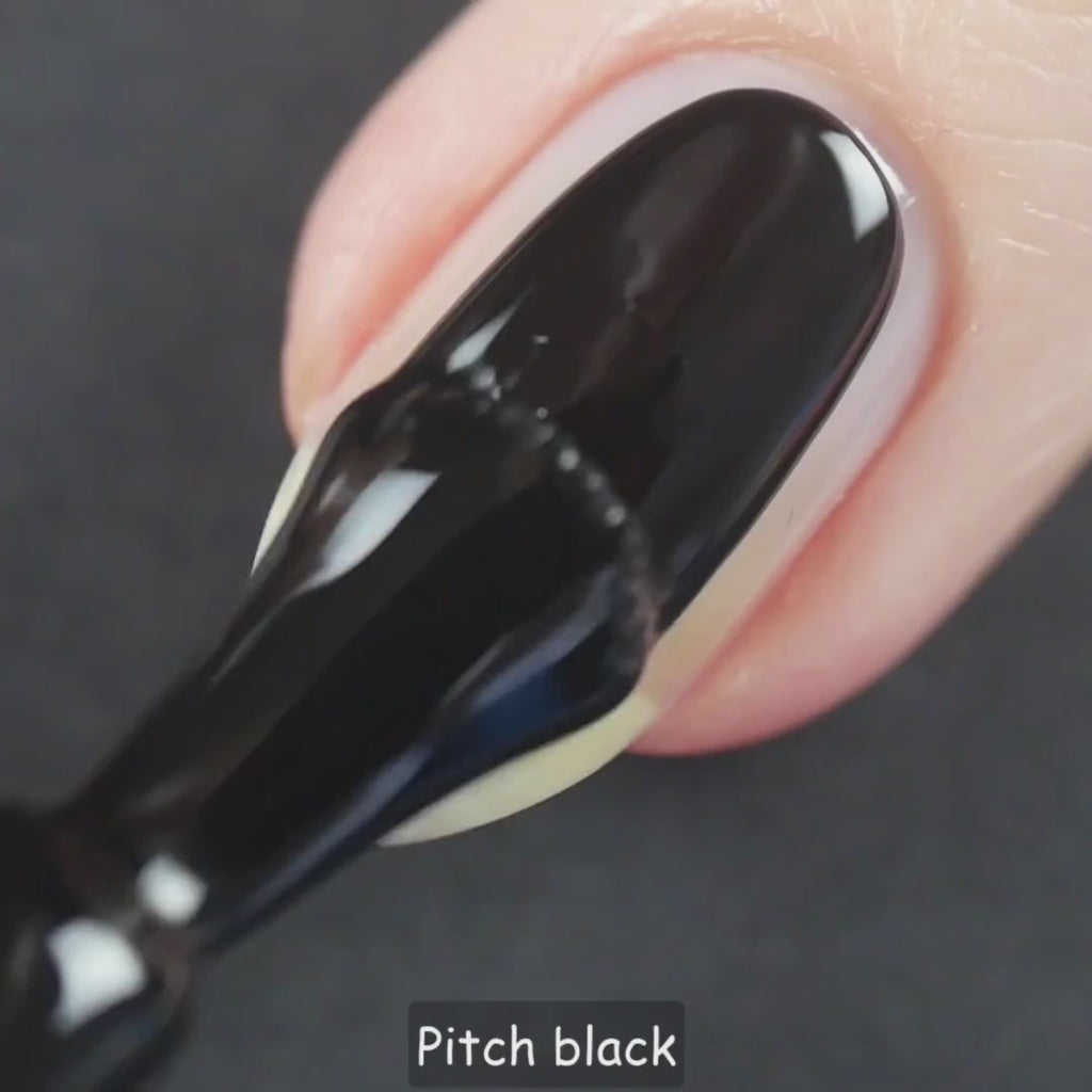 Pitch Black – Vegan 10-free black nail polish with a glossy finish, plant-based, and cruelty-free