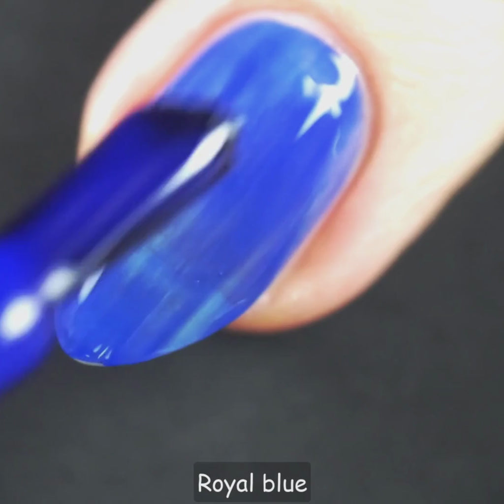 Royal Blue – Vegan 10-free bold blue nail polish with a glossy finish, plant-based, and cruelty-free