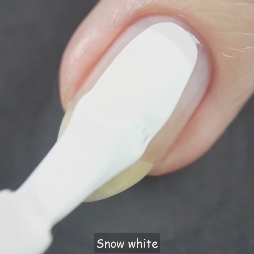 Snow White – Vegan 10-free crisp white cream nail polish with a glossy finish, plant-based, and cruelty-free